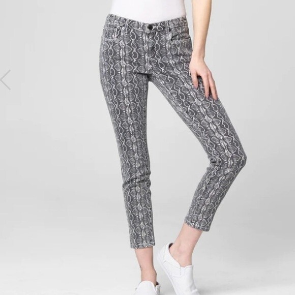 Blank NYC Gray & Tan Snake Python Print Reeade Crop Snake Along Jeans 27 - Picture 1 of 9